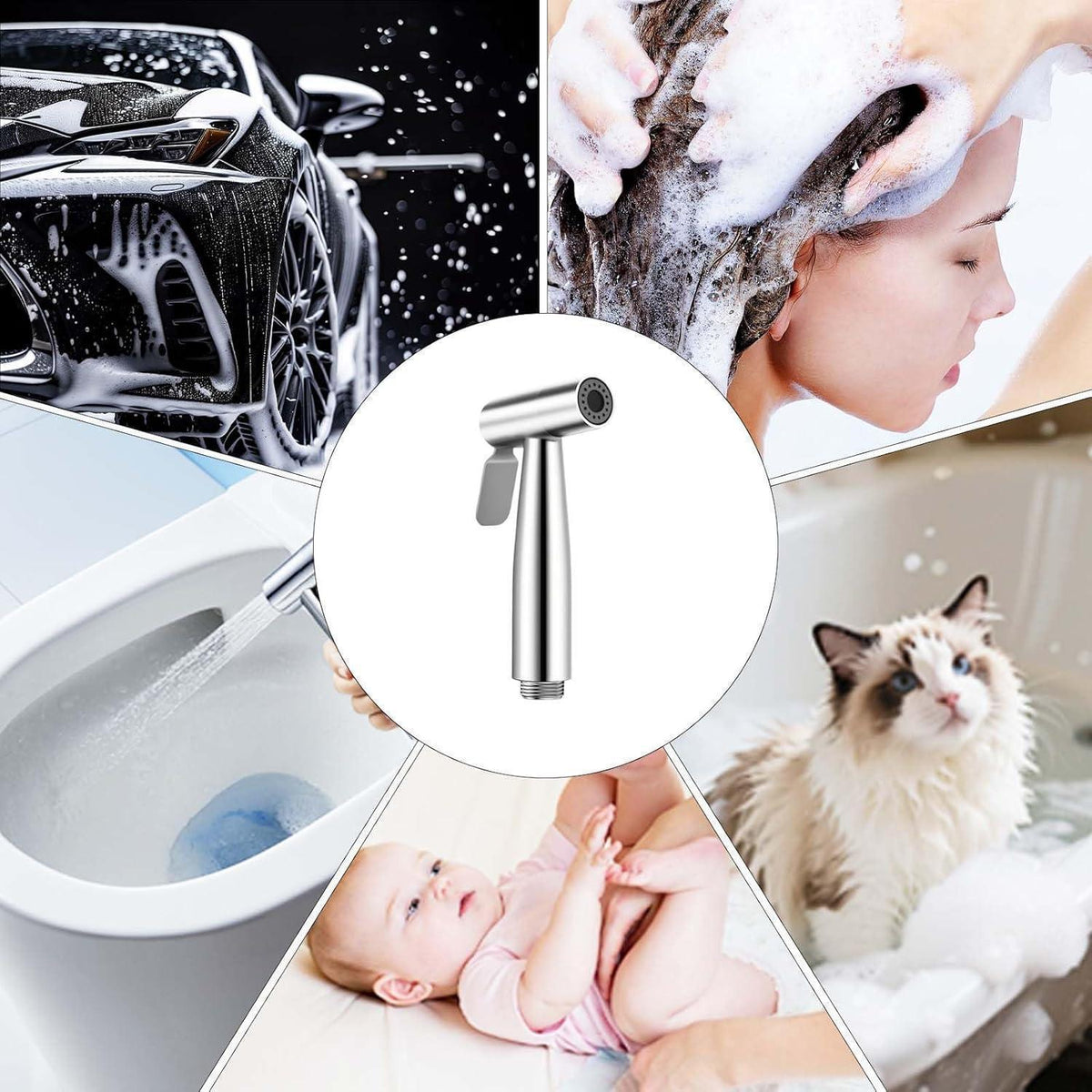 Handgehaltenes Bidet mit Edelstahl-Sprühkopf & Schlauch