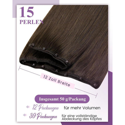 Remy Echthaar Micro Weft Tressen Braun 50g 12 Zoll