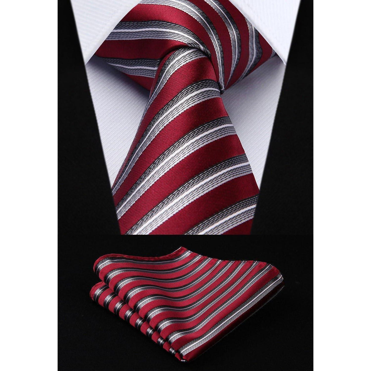 Herren Krawatten Set 5 Stück mit Einstecktuch Seide Elegant