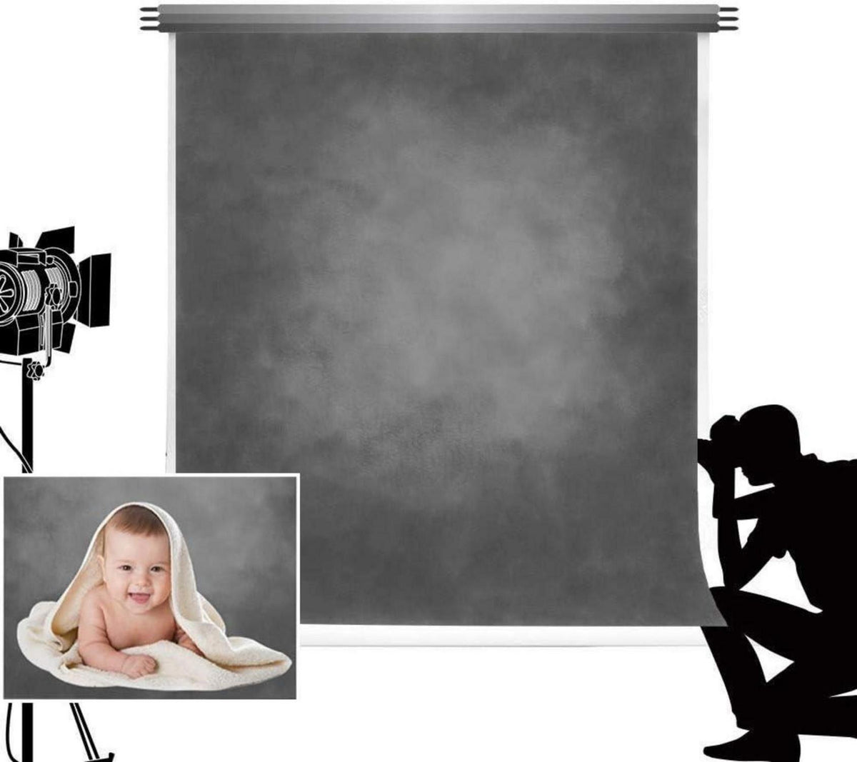 Kate Graue Steigung Textur Hintergrund Schwarz Abstrakt 2x3m