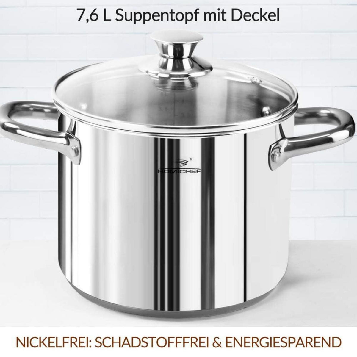 14-teiliges Edelstahl Topfset Induktion – Nickelfrei & Gesund Kochen