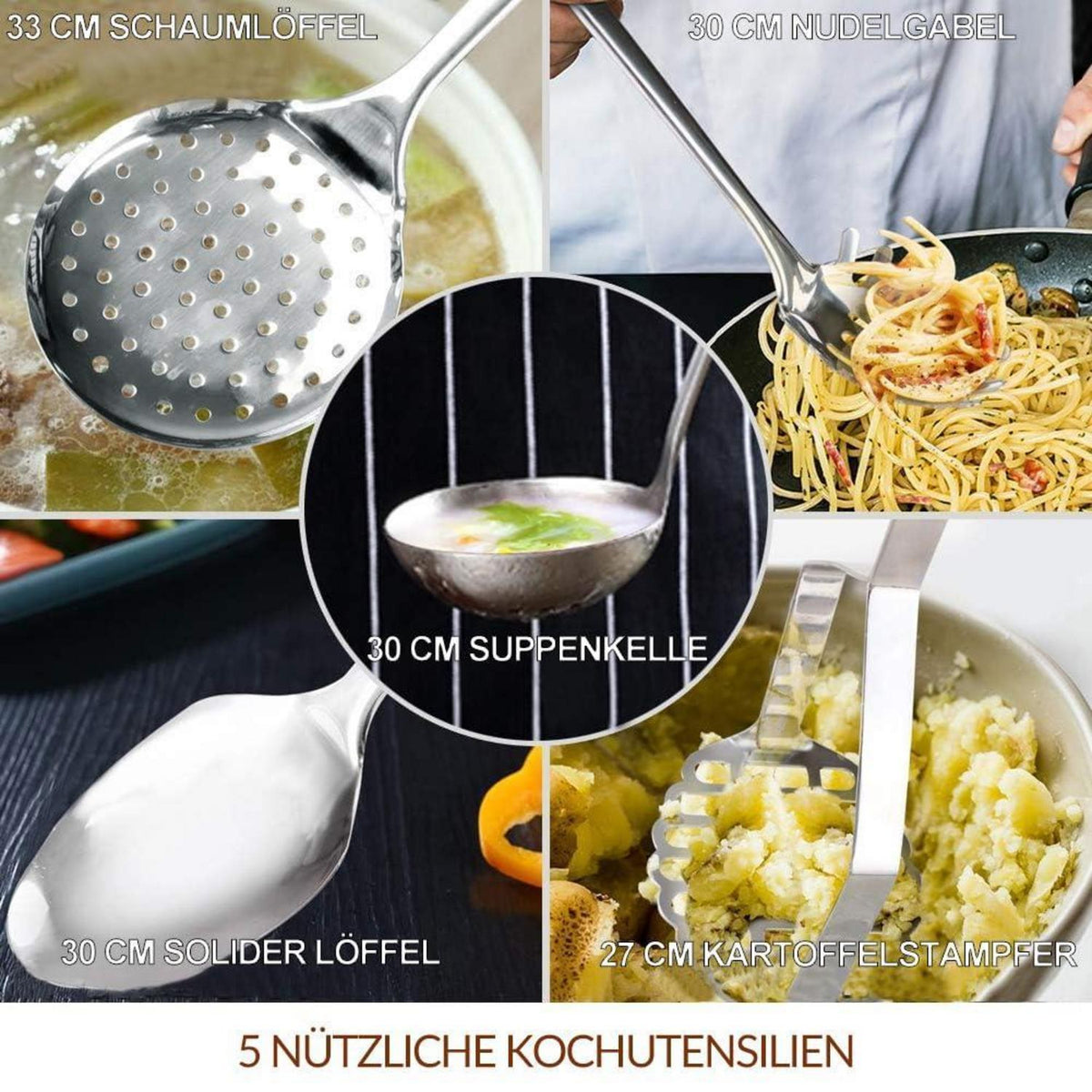 14-teiliges Edelstahl Topfset Induktion – Nickelfrei & Gesund Kochen