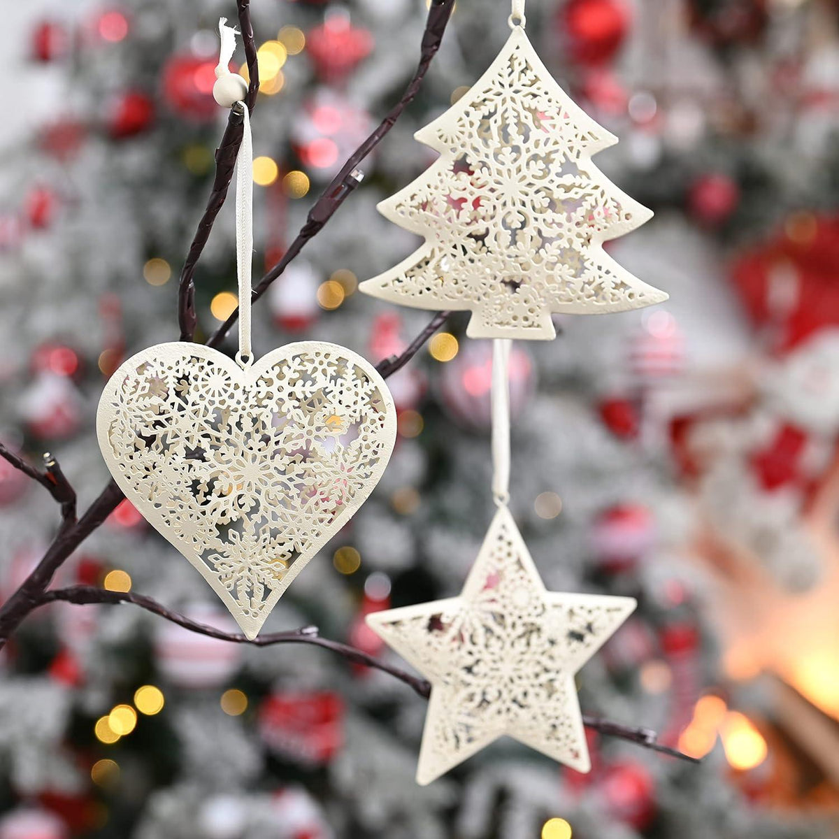 Metall Weihnachtsanhänger 6er Set - Weihnachtsdeko für