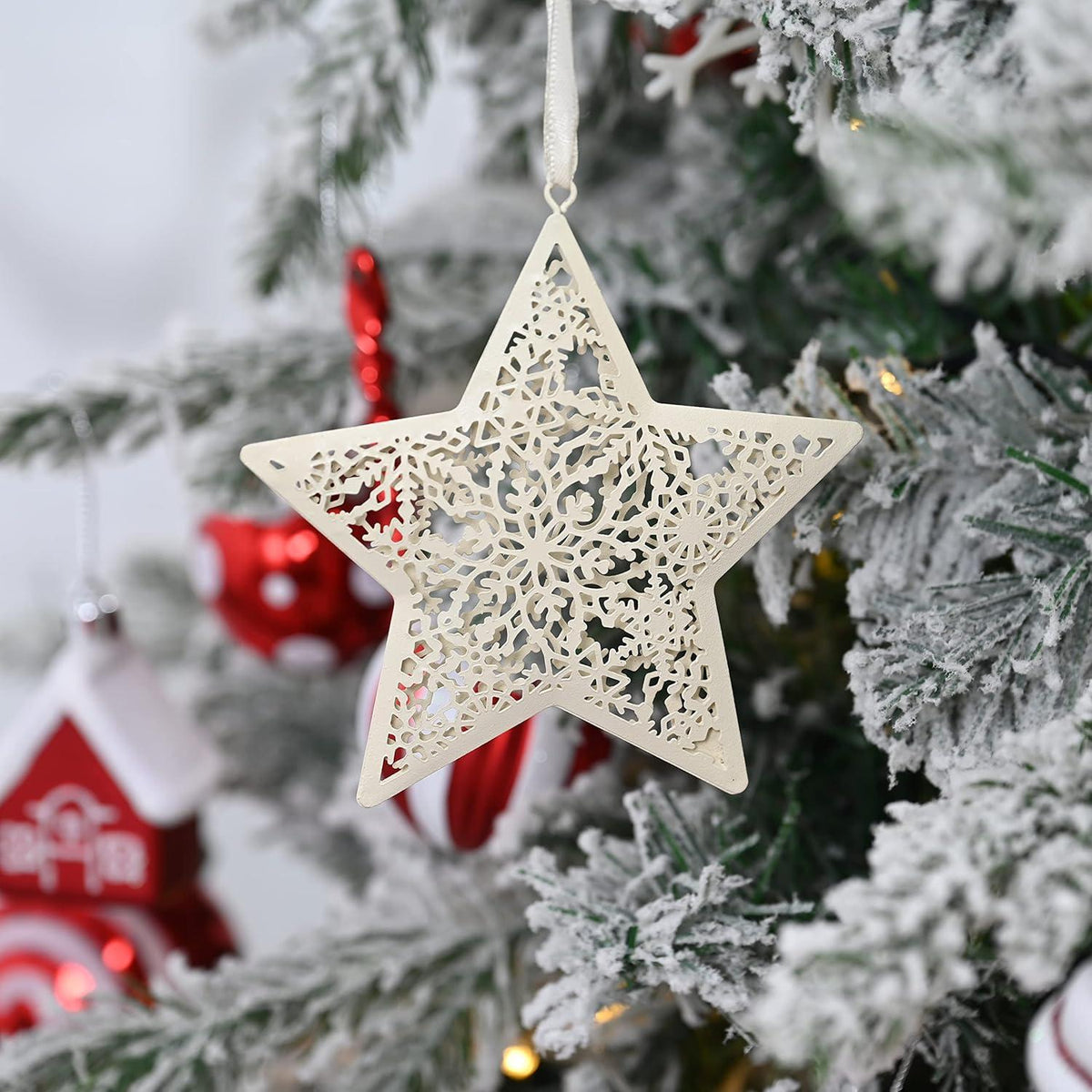 Metall Weihnachtsanhänger 6er Set Hohles Herz Stern Baum Weihnachtsdeko