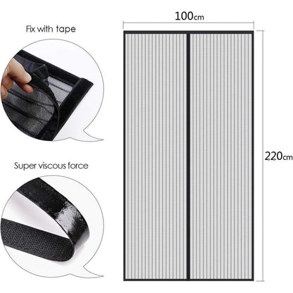 Fliegengitter Tür Magnet 100x220cm Schwarz Insektenschutz