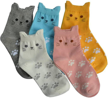 5er Pack bunte Baumwollsocken mit süßen Tiermustern