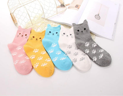 5 Paare Damen Baumwolle Socken Tiermuster 35-38 Mehrfarbig