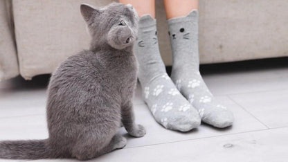 Jeasona Damen Socken 5er Pack Tiermuster Baumwolle Süß 35-38 Katze