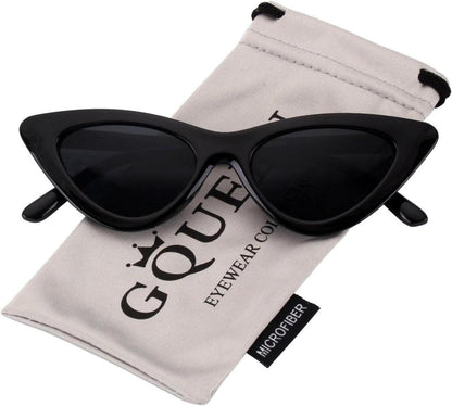 Vintage Katzenaugen Sonnenbrille Retro Cateye 90er Grau Schwarz