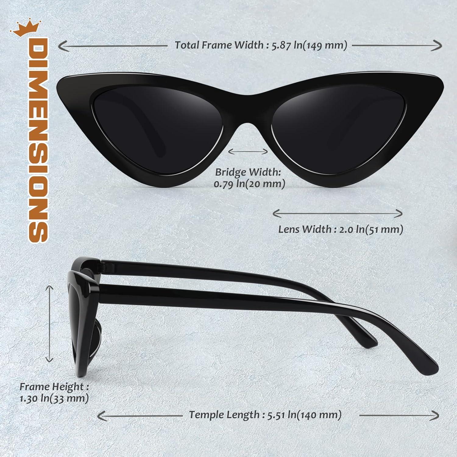 Cat Eye Sonnenbrille Vintage Damen Retro 90er Cateye Grau UV400