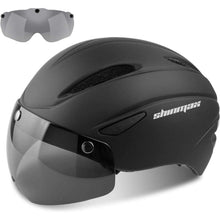 Fahrradhelm mit Visier Schutzbrille für Erwachsene Schwarz