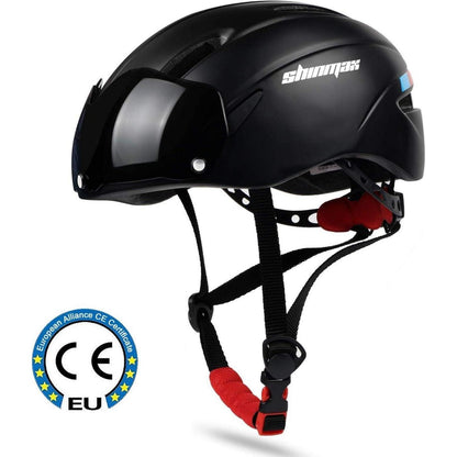 Fahrradhelm mit Visier Schutzbrille für Erwachsene Schwarz