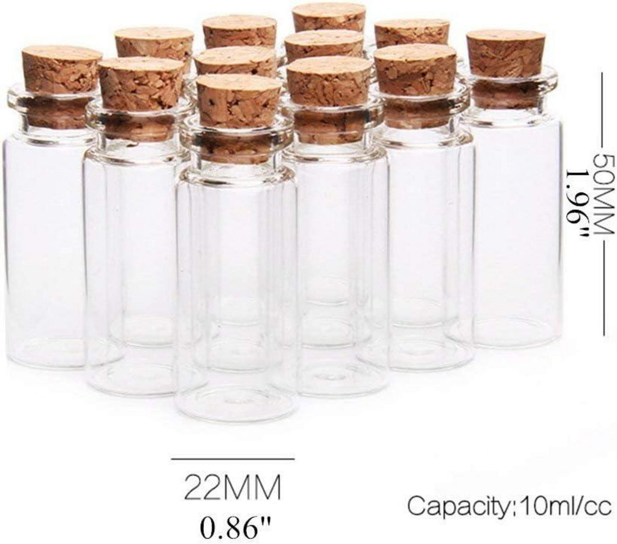 Danmu Art 30 Stück 10 ml Mini Glasflaschen Korken 22x50mm