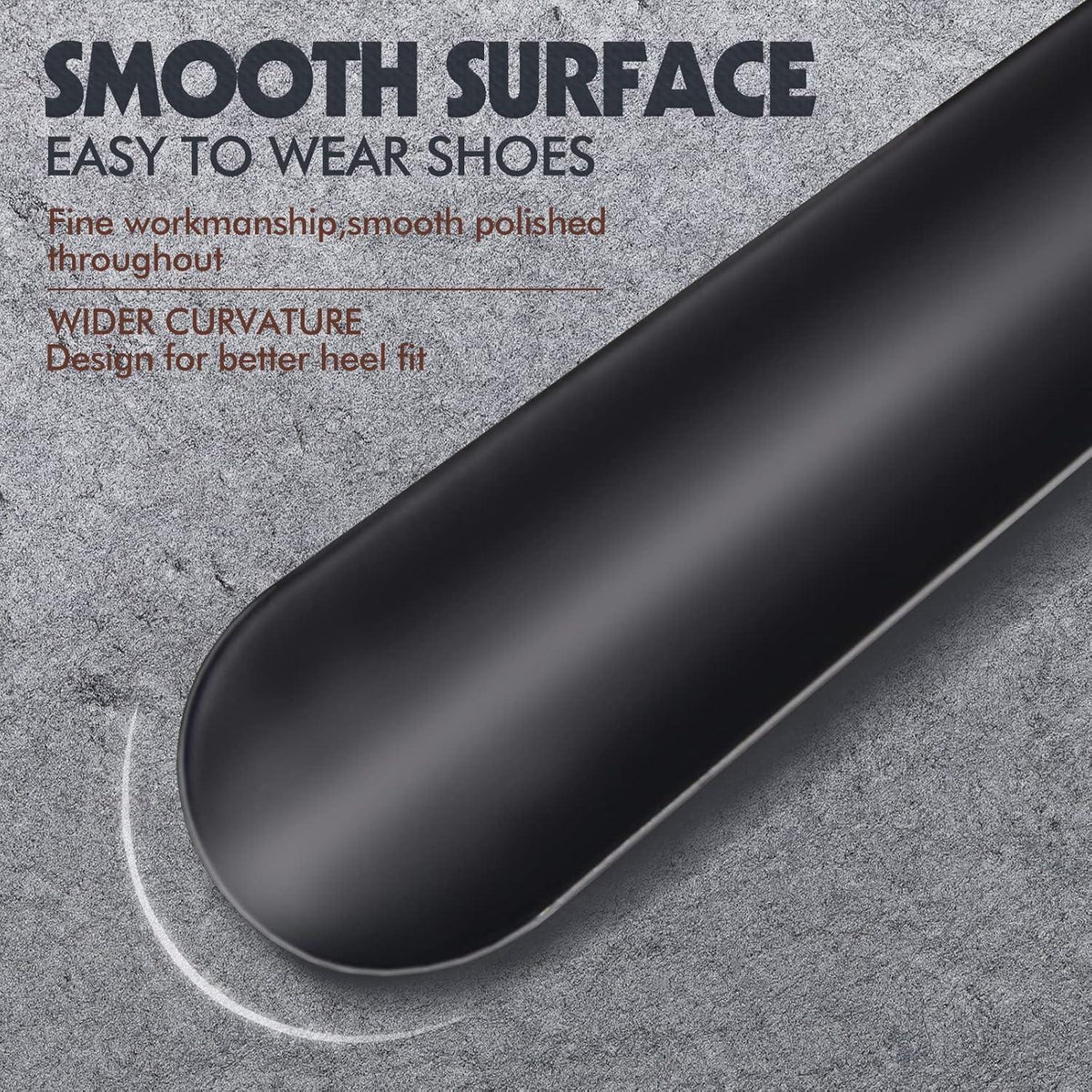 ZOMAKE Schuhlöffel Metall Lang 42cm Schwarz Stabil für Stiefel