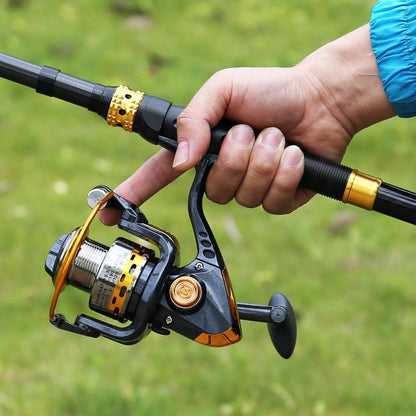Teleskop Angelruten-Set Kohlefaser mit Spinnrolle für Süß- & Salzwasser