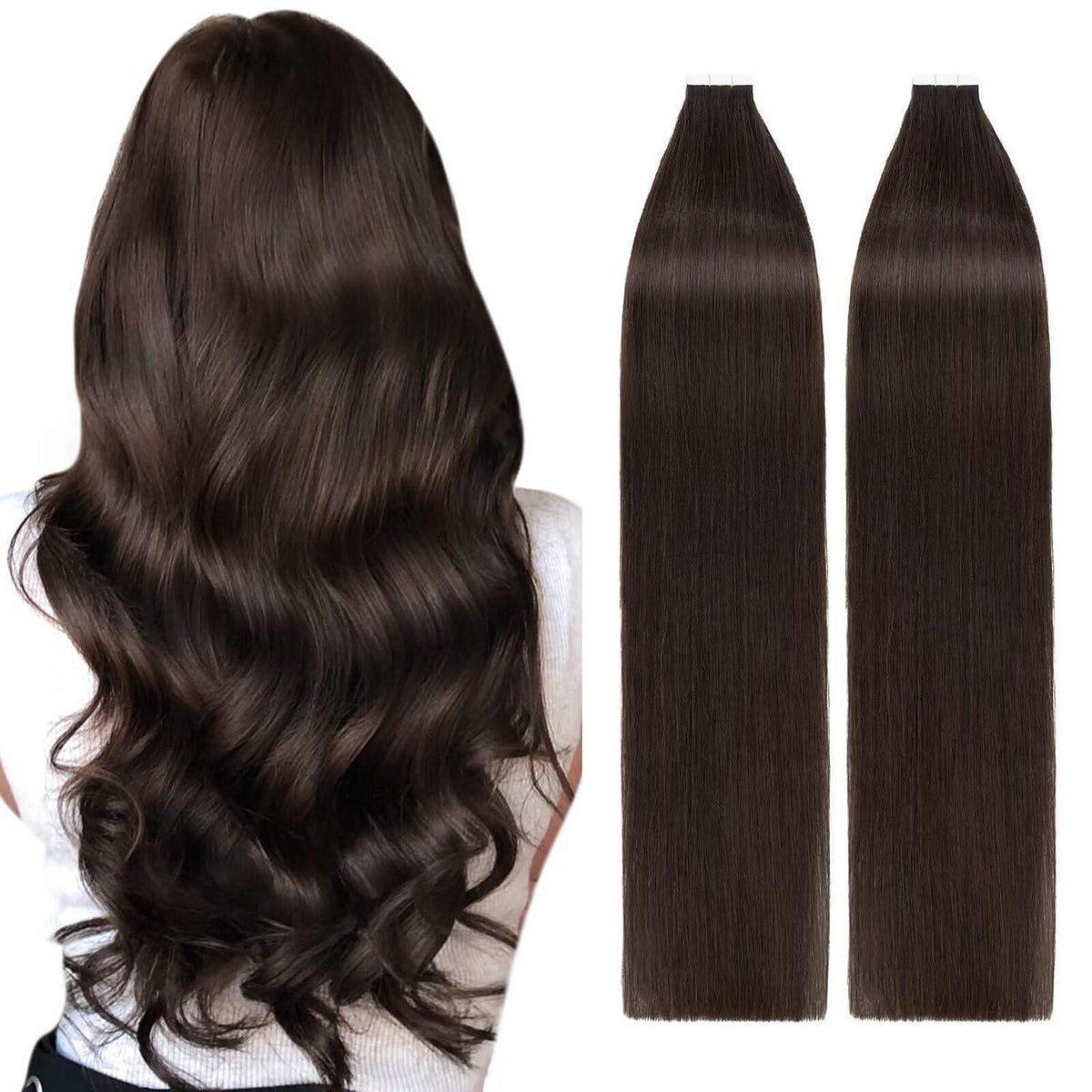 Remy Echthaar Tape Extensions Braun 40cm - 40 Stück