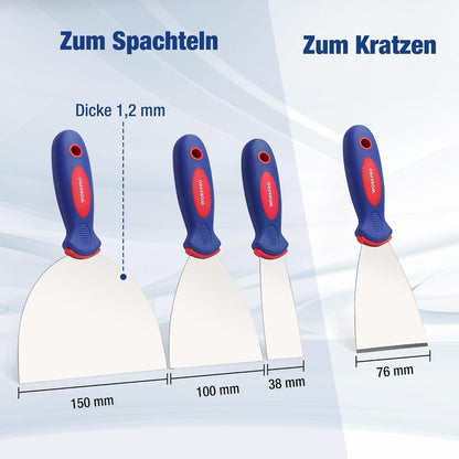 Maler Spachtel Set 4-teilig Edelstahl Kunststoffgriff 38mm