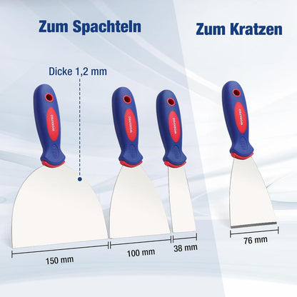 Maler Spachtel Set 4-teilig Edelstahl Kunststoffgriff 38mm