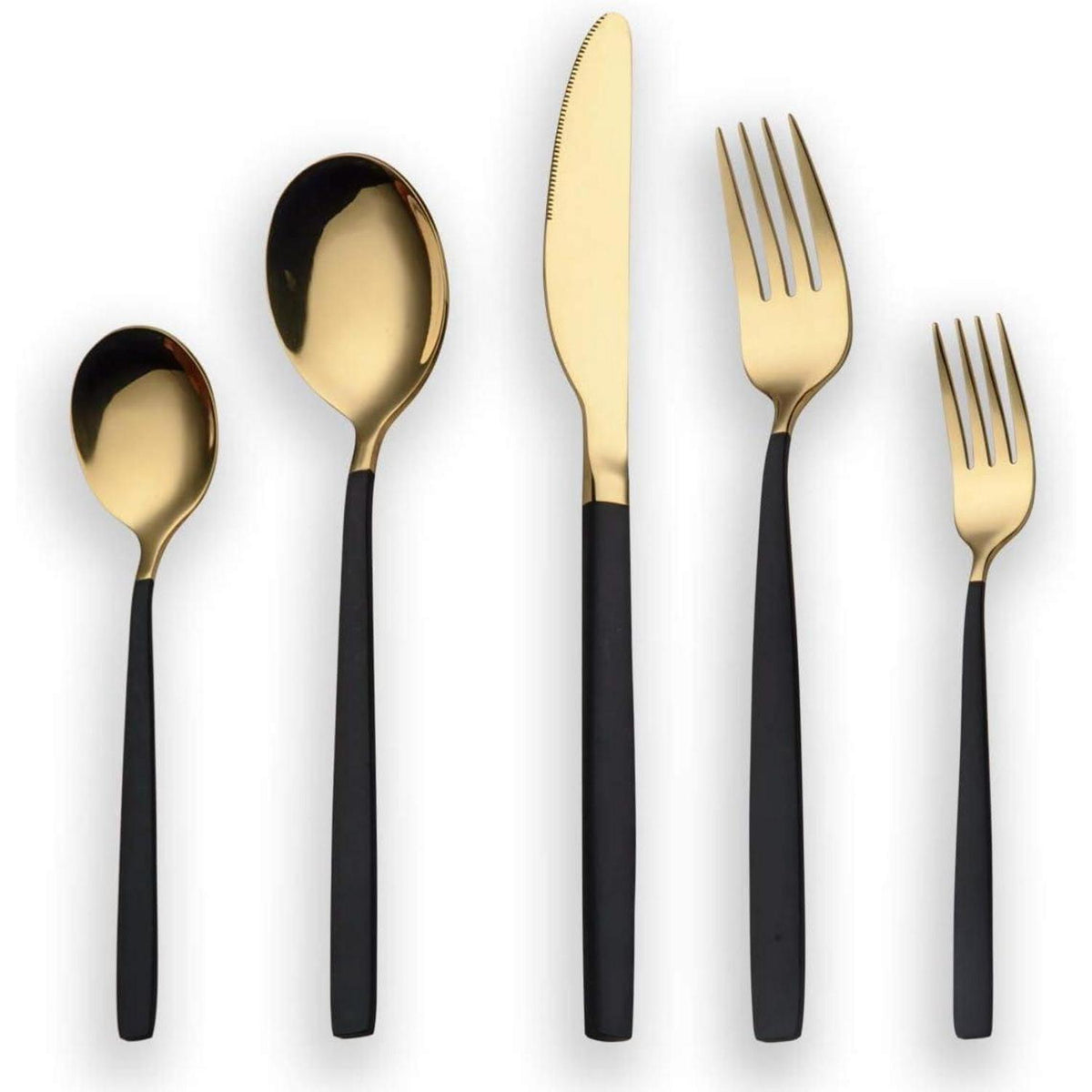 30-teiliges Besteckset Edelstahl Schwarz Gold für 6 Personen