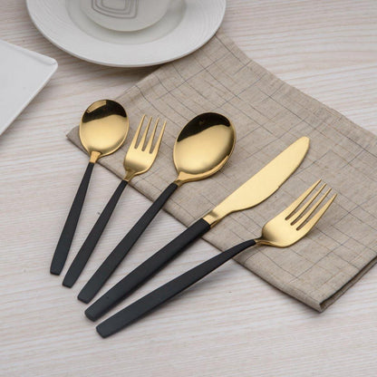 30-teiliges Besteckset Edelstahl Schwarz Gold für 6 Personen