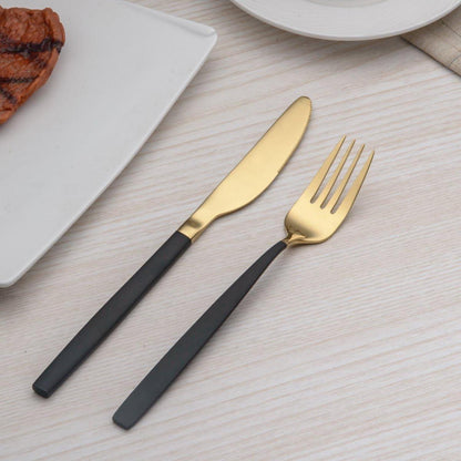 30-teiliges Besteckset Edelstahl Schwarz Gold für 6 Personen