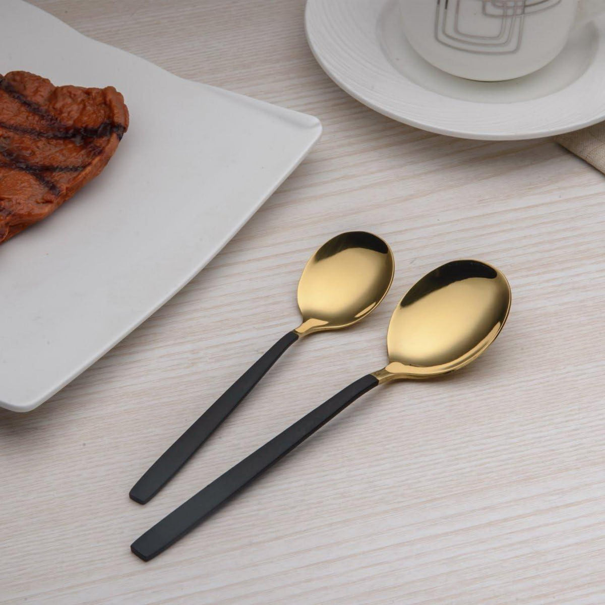 30-teiliges Besteckset Edelstahl Schwarz Gold für 6 Personen