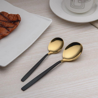 30-teiliges Besteckset Edelstahl Schwarz Gold für 6 Personen