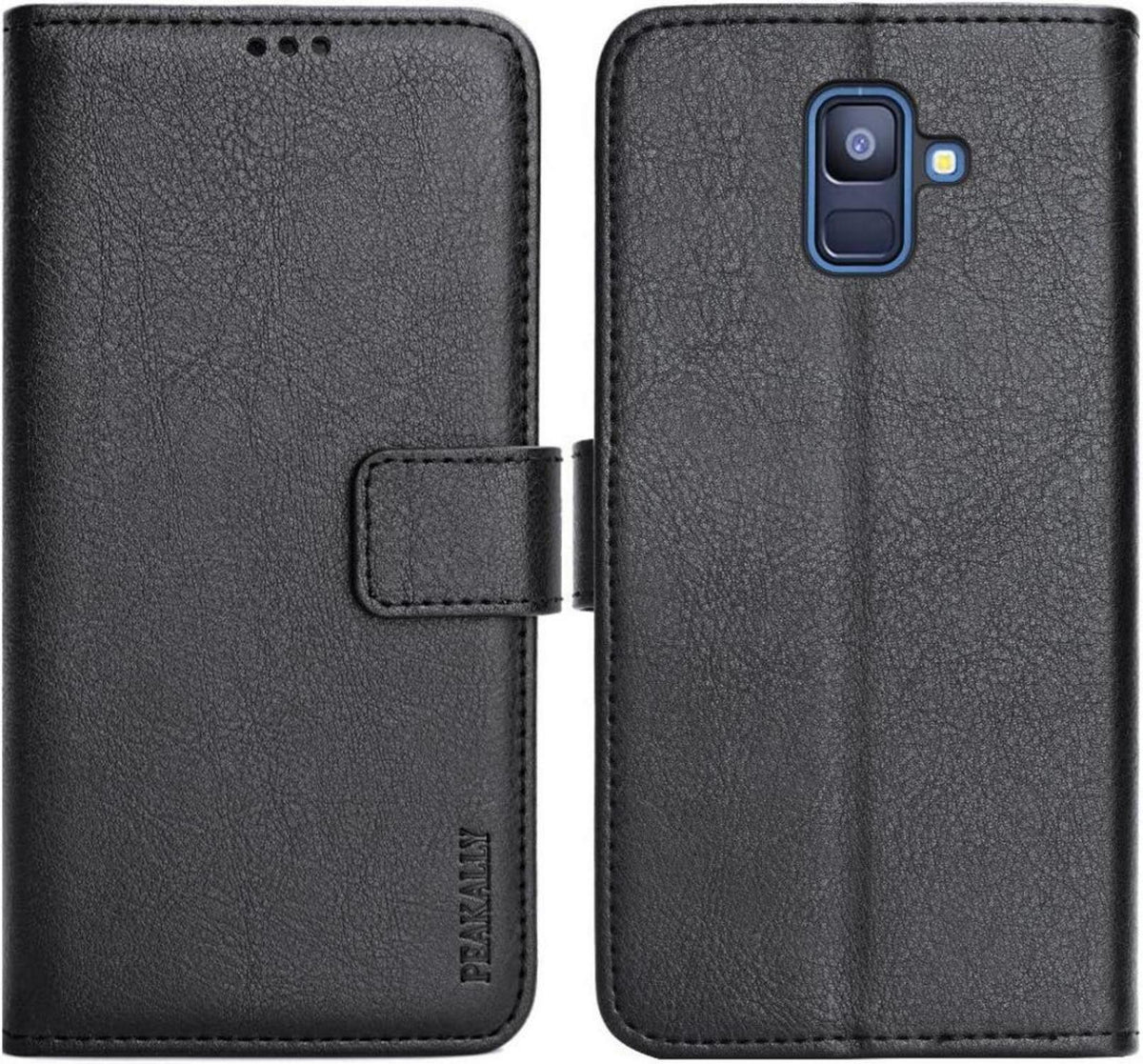 Samsung Galaxy A6 2018 Hülle PU-Leder Wallet Case Standfunktion Schwarz