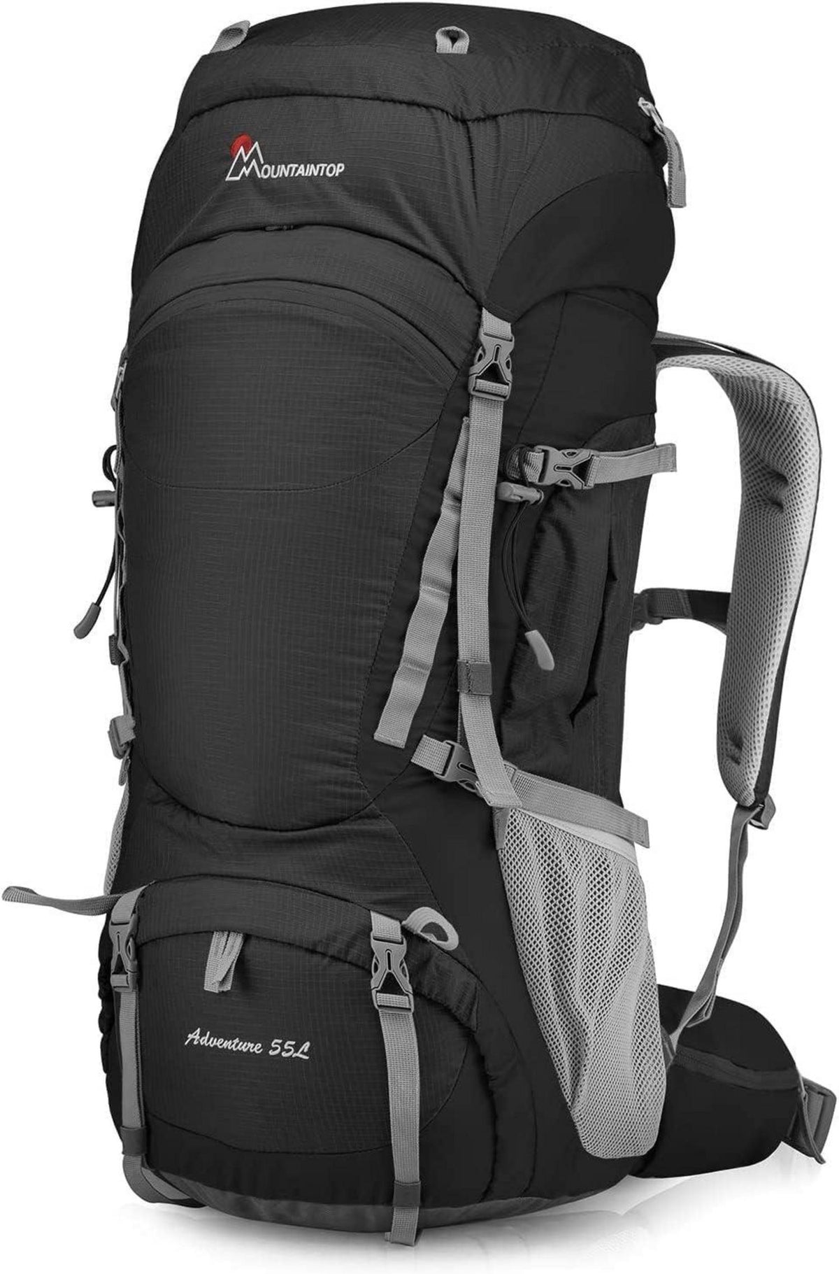 Trekkingrucksack mit Innenrahmen 55L Outdoor Rucksack Schwarz