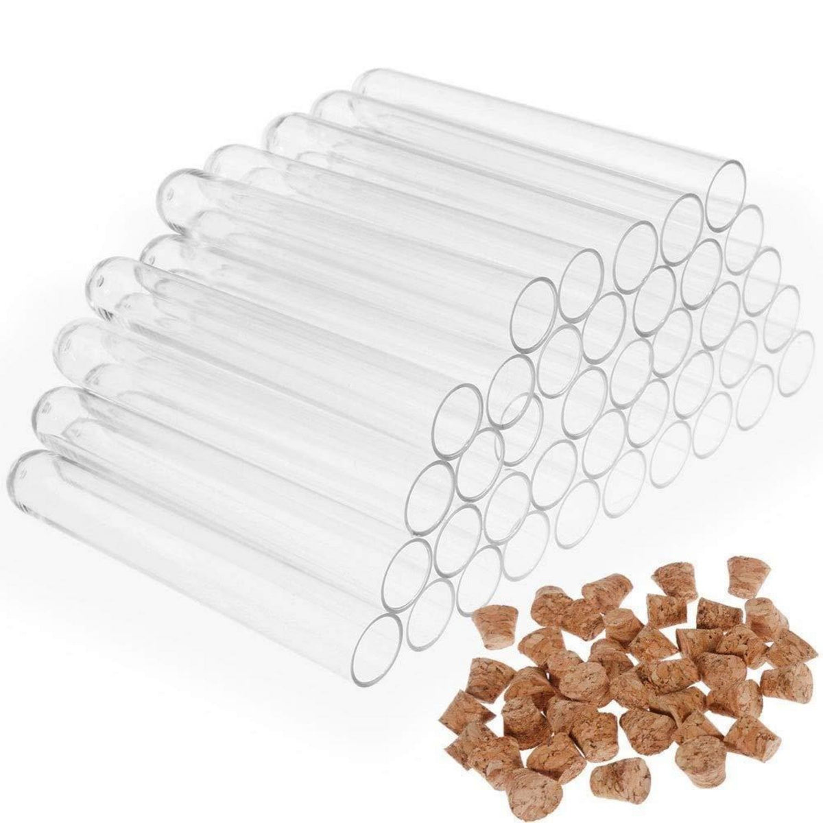 40er Set Transparente Reagenzgläser mit Korken 75 x 12 mm