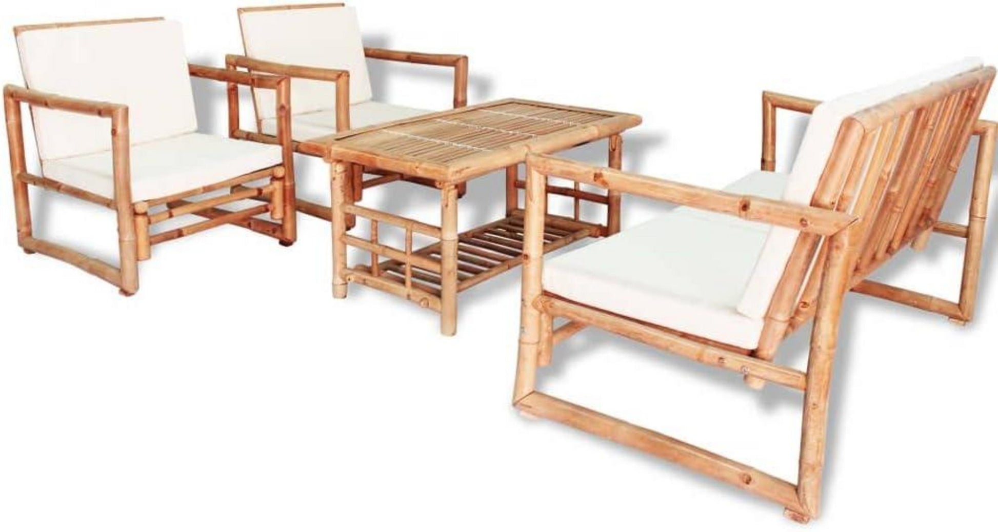 vidaXL Bambus Gartenmöbel-Set 12-teilig Sitzgruppe Bank