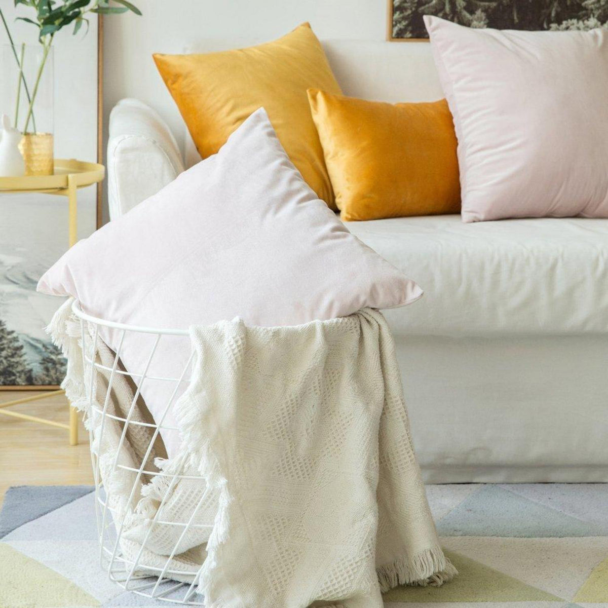 Samtkissenbezug 40x40 cm - Goldfarbenes 2er Set