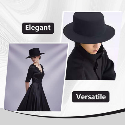 Schwarzer Fedora Hut Damen & Herren – Klassischer Wollmischgewebe Hut