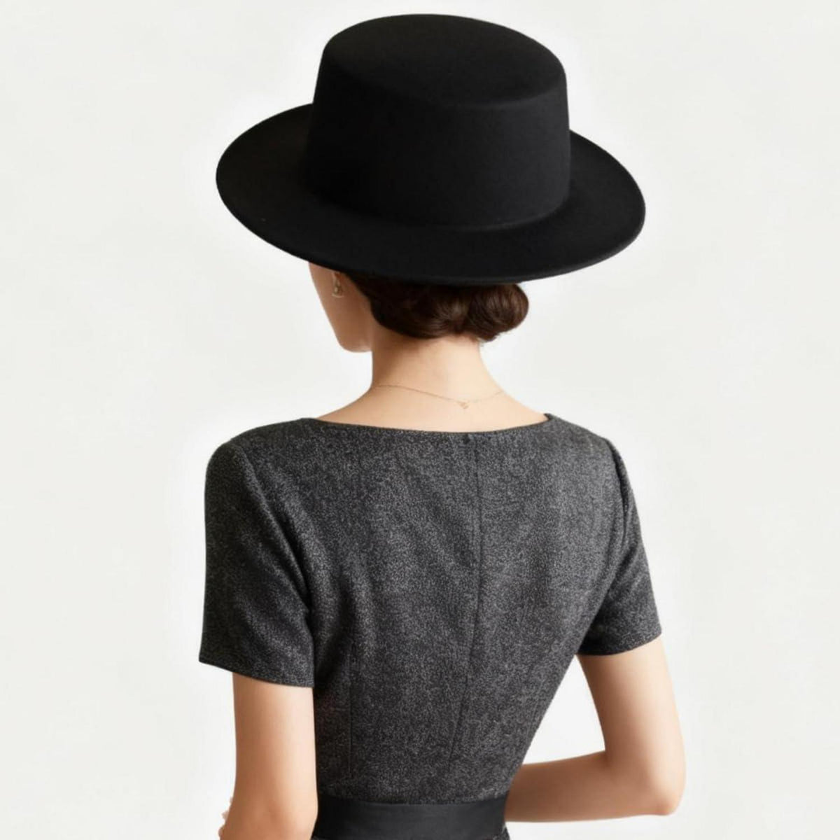 Schwarzer Fedora Hut Damen & Herren – Klassischer Wollmischgewebe Hut