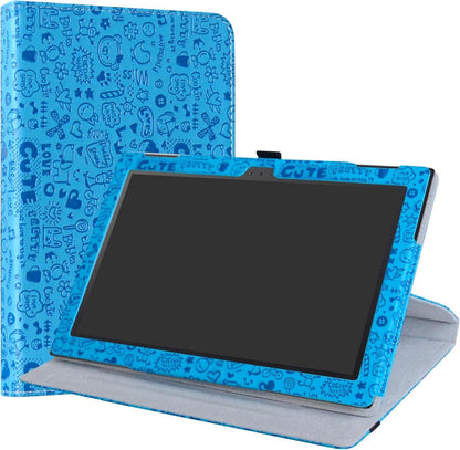 Leder Tablet Hülle mit 360° Drehbarer Standfunktion Blau