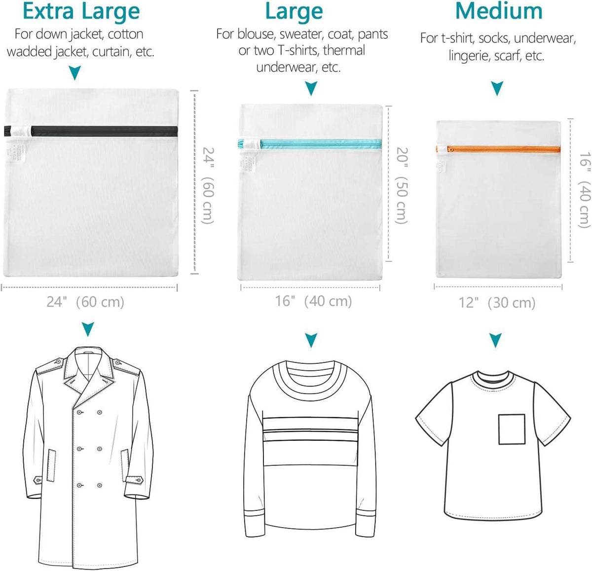 Eono Mesh Wäschesäcke Set - 5er Pack verschiedener Größen