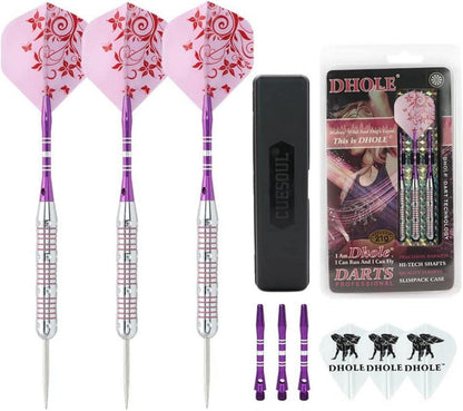 21g Pink Ladies Steel Tip Darts Set with Slim Case