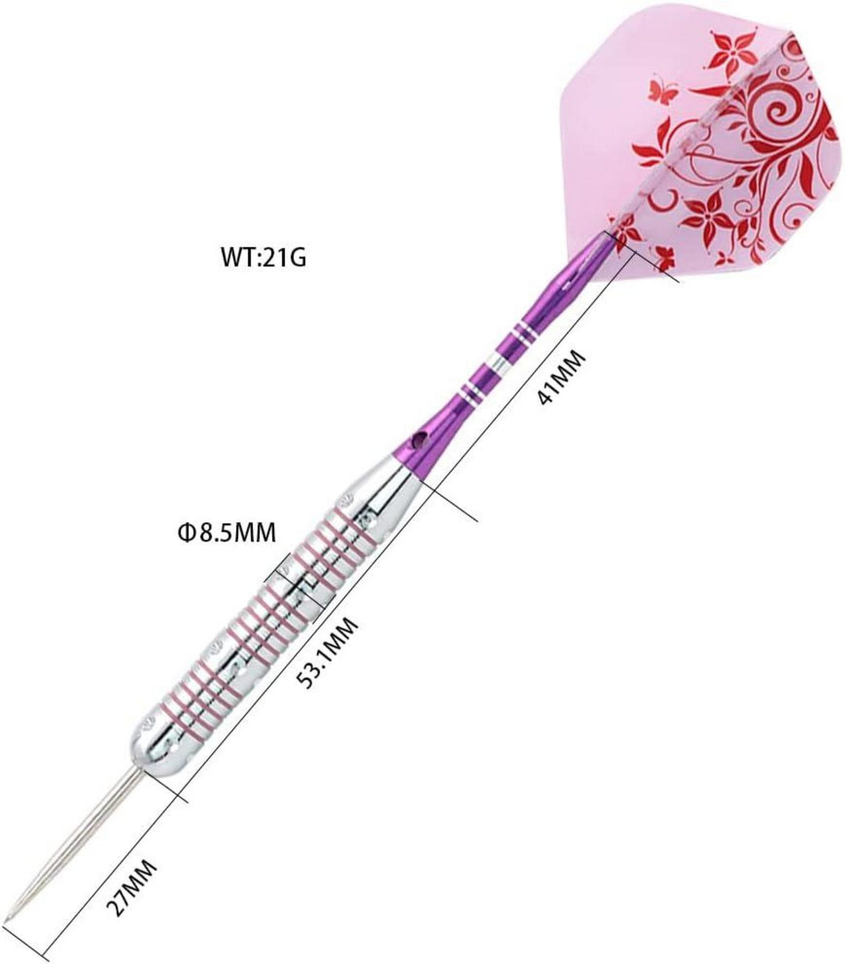 CUESOUL Pink Ladies Steel Tip Darts 21g with Slim Case