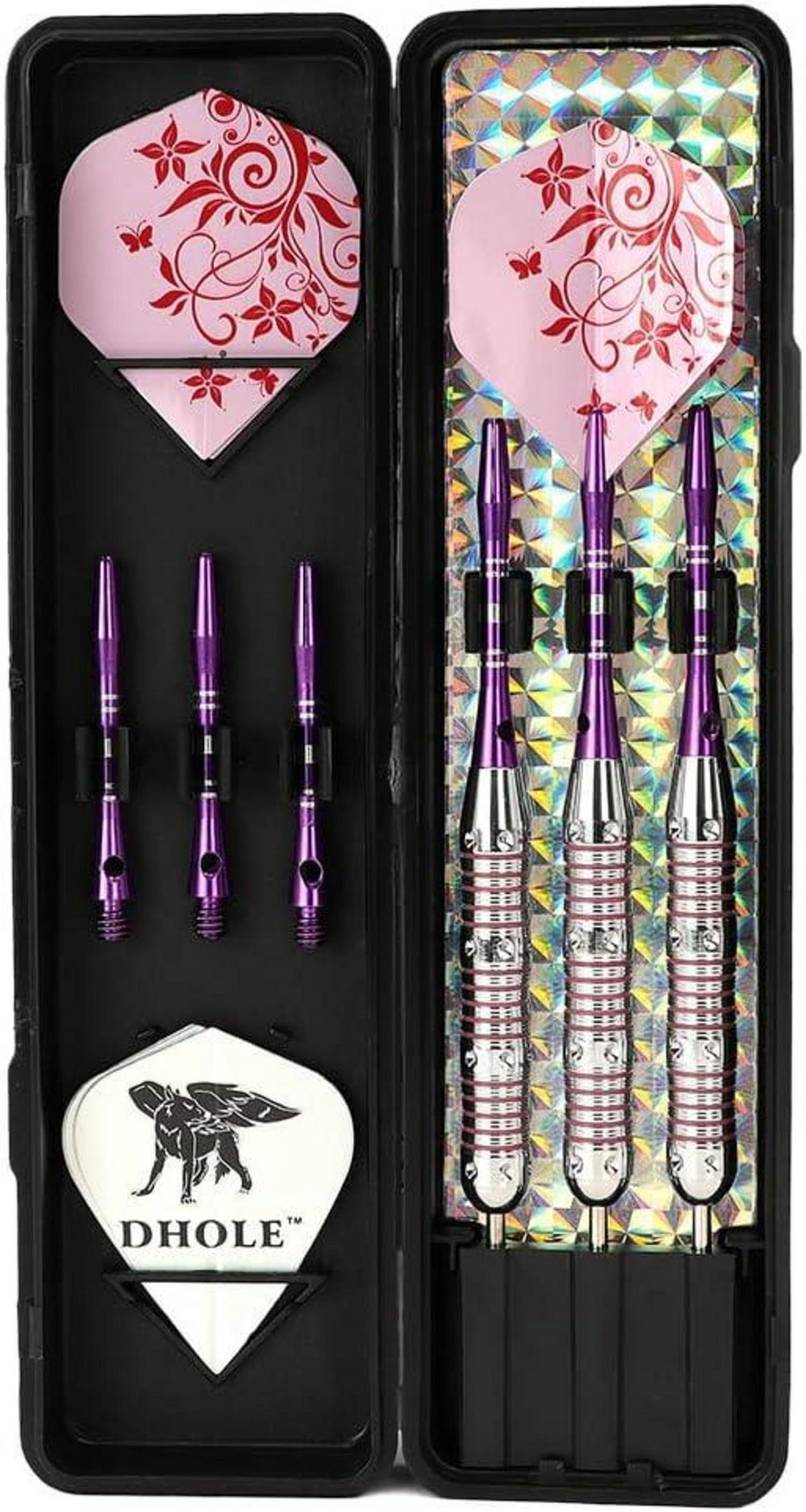 Pink Ladies Steel Dartpfeile 21g mit Blumendruck & Aluminiumschäften