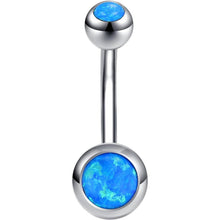 Bauchnabelpiercing 14G mit Opal, Chirurgenstahl, gebogen, blau