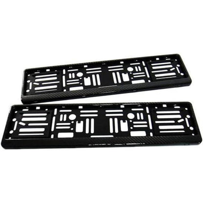 2x Kohlefaser Kennzeichenhalter Schwarz EU-Standard
