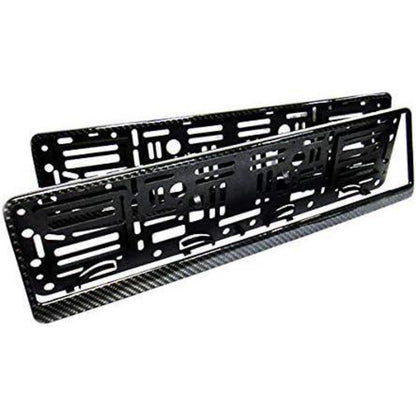2x Kohlefaser Kennzeichenhalter Schwarz EU-Standard