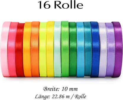 Satinband 16 Farben 22m x 10mm Geschenkband zum Basteln