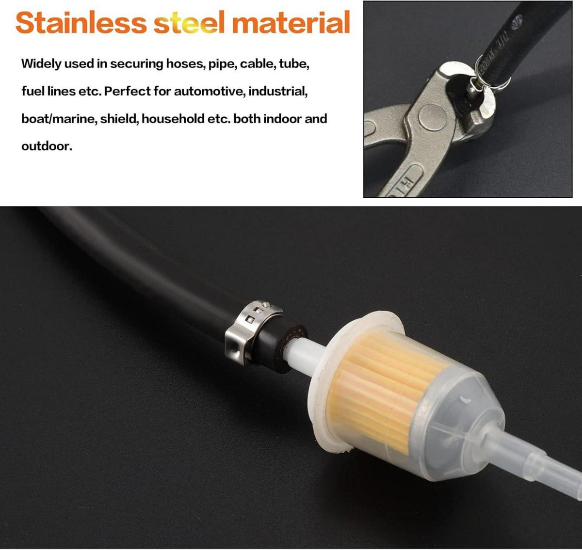 85-teiliges Edelstahl Einzelohrschlauchschellen-Set 7-21mm Sortiment Clamp Kit