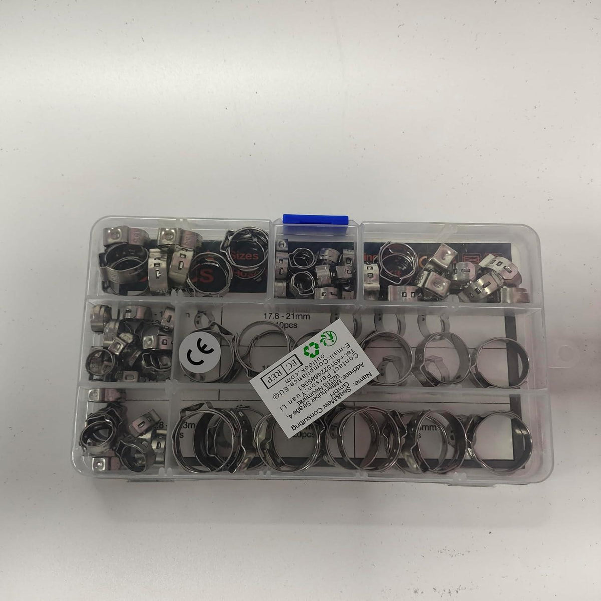85-teiliges Edelstahl Einzelohrschlauchschellen-Set 7-21mm Sortiment Clamp Kit