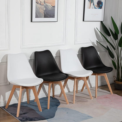 6x Esszimmerstuhl Retro Design, Buche Bein & PU-Leder