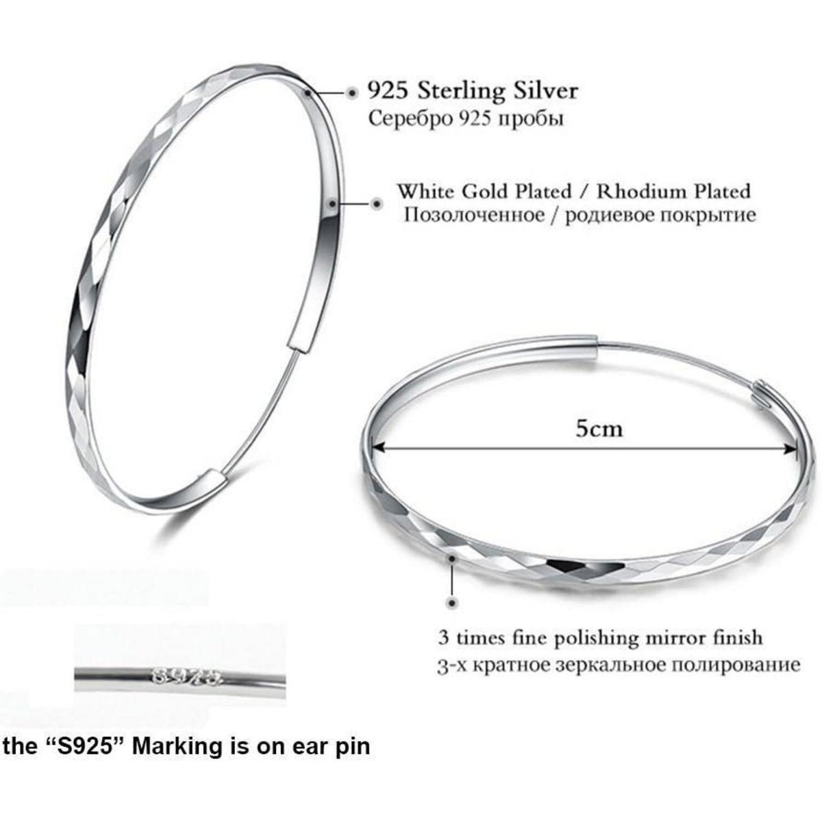 Große Silber 925 Creolen – Hoop Ring Ohrringe Damen