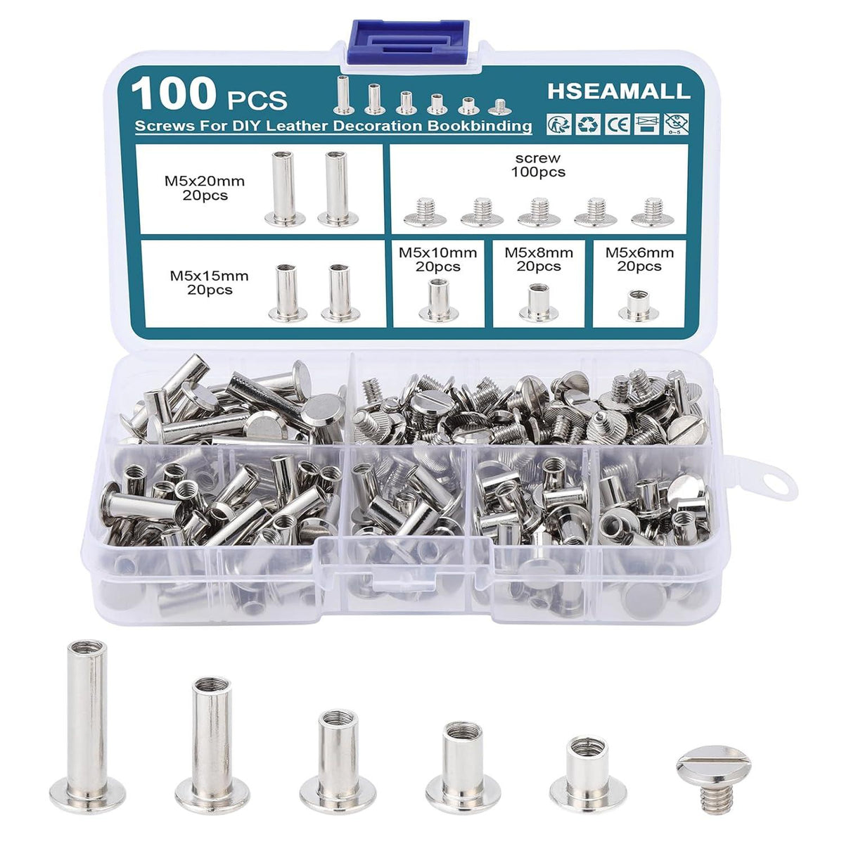 100er Set Binding Schrauben Leder Dekoration DIY Handwerk