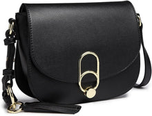 Moderne Damen Schultertasche mit Quaste, Reißverschluss - Schwarz