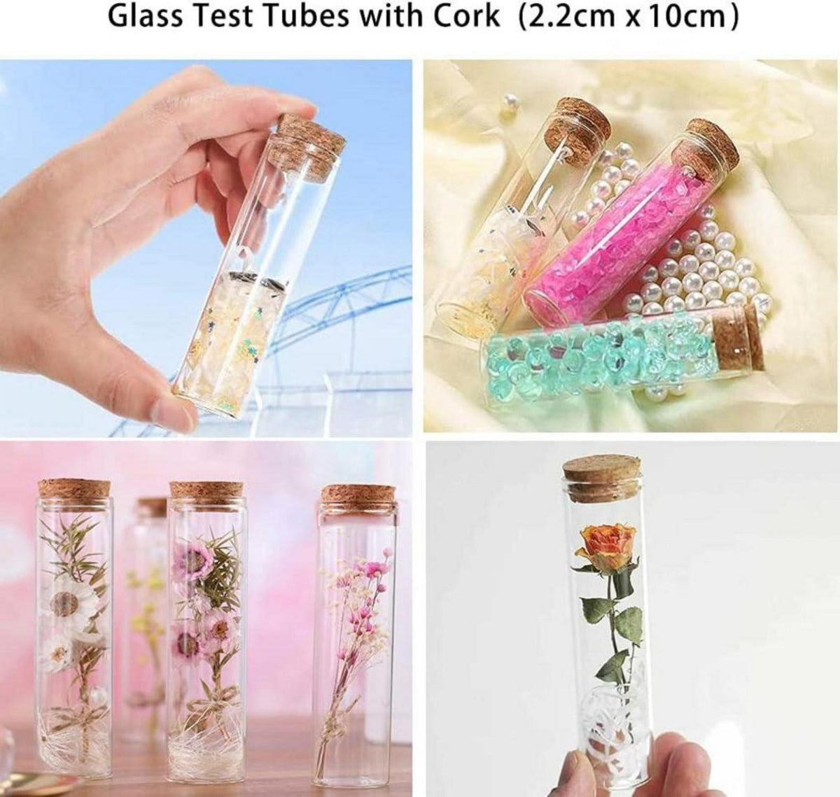 Danmu Art 12 Stück Mini Glasflaschen 26ml 2,2x10cm Holz Korkverschluss